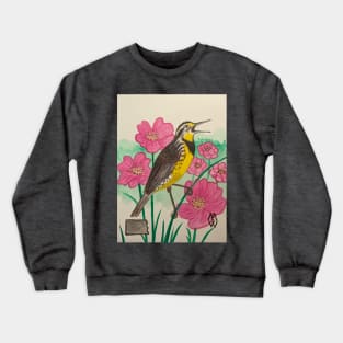 North Dakota state bird and flower, the meadowlark and wild prairie rose Crewneck Sweatshirt